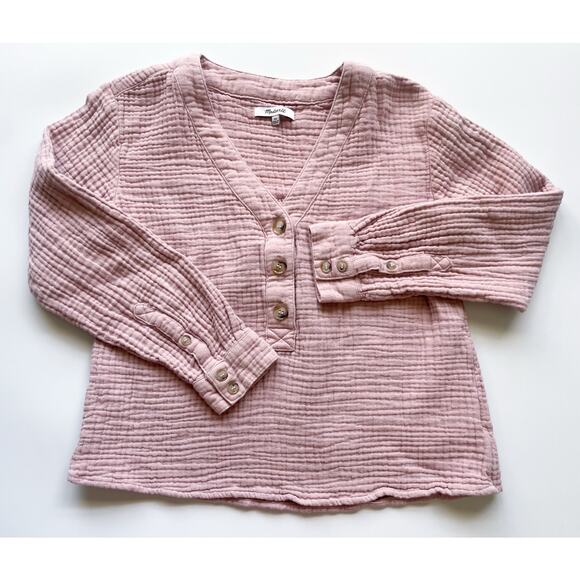 Women's Madewell Light Pink Gauzy Pullover Long Sleeve Top Size XS - Picture 1 of 6